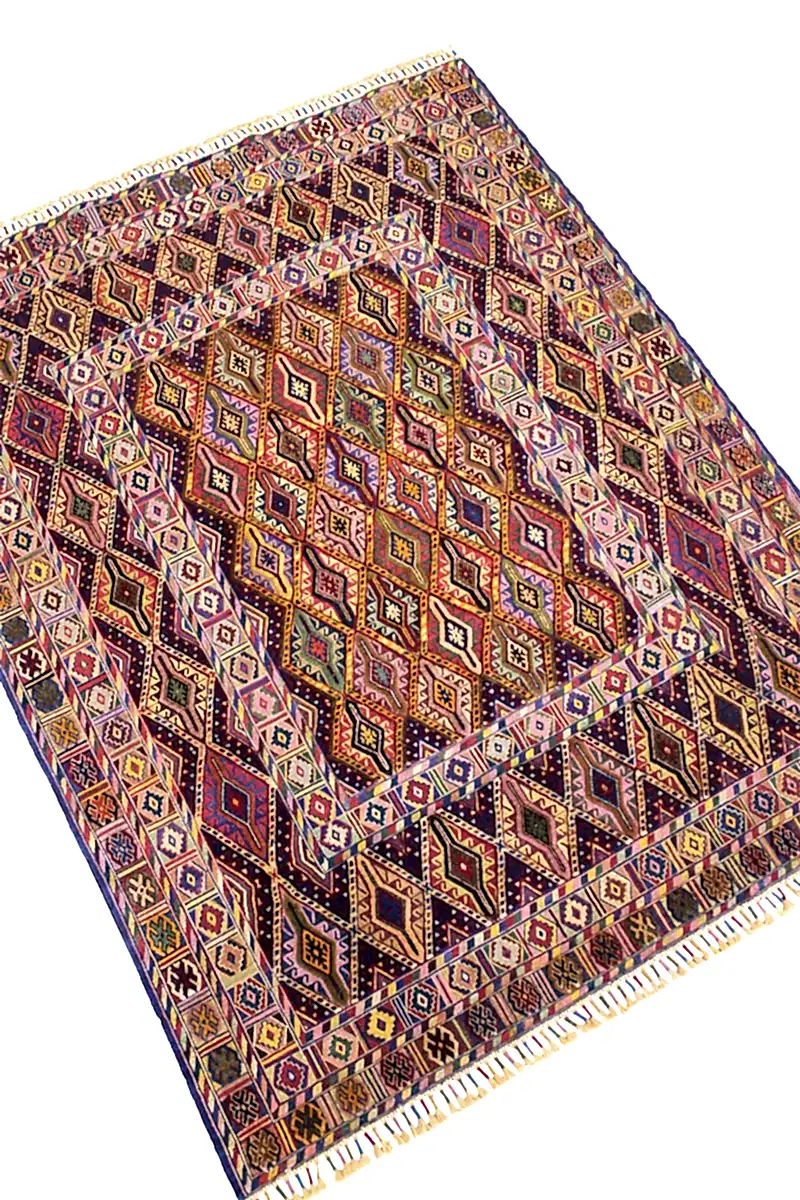 El Dokuma Afgan Berceste Renkli Yün Kilim