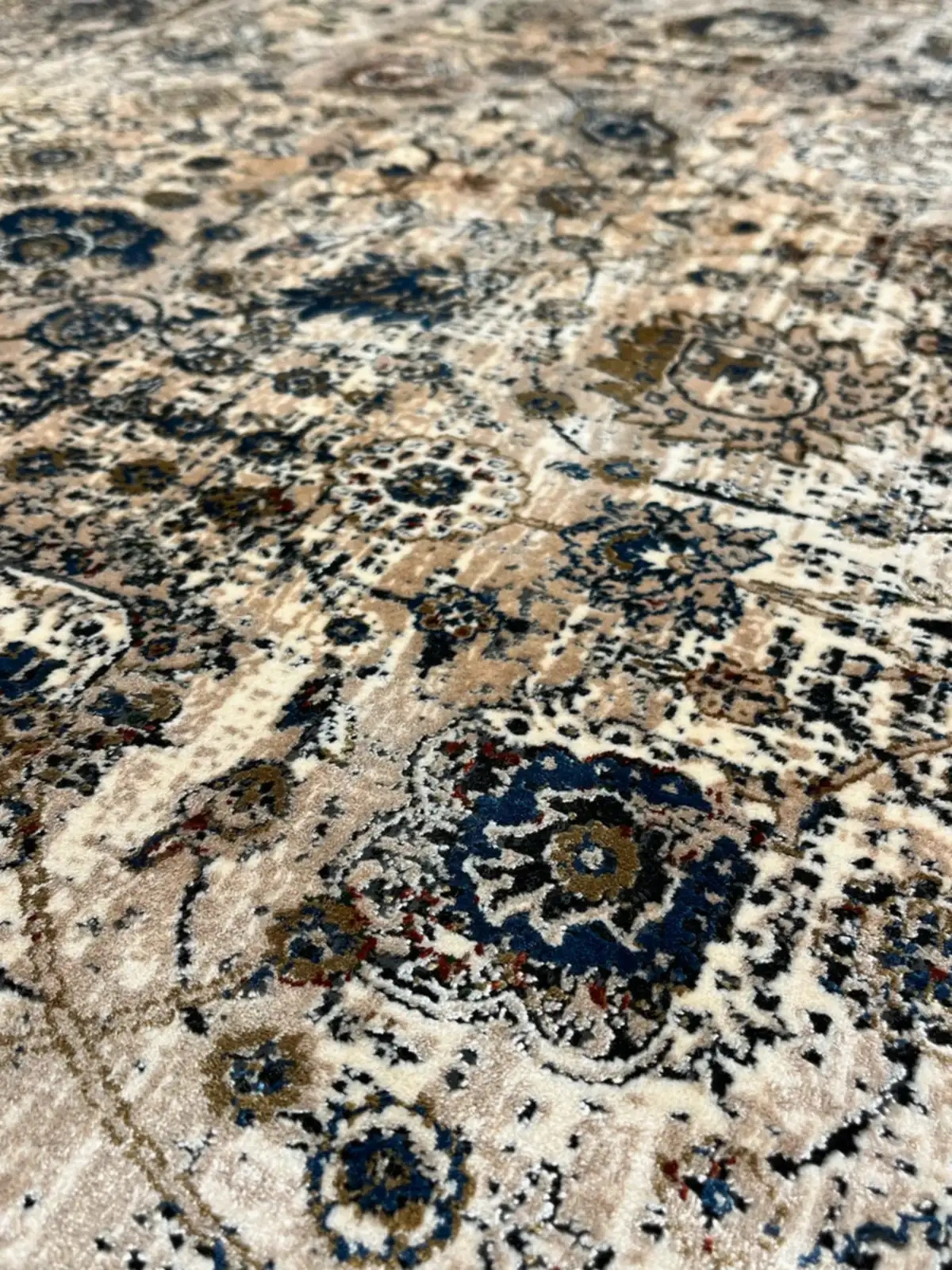 Pietra Serisi Etnik Desenli Bej Bambu Özel Tezgah Halısı