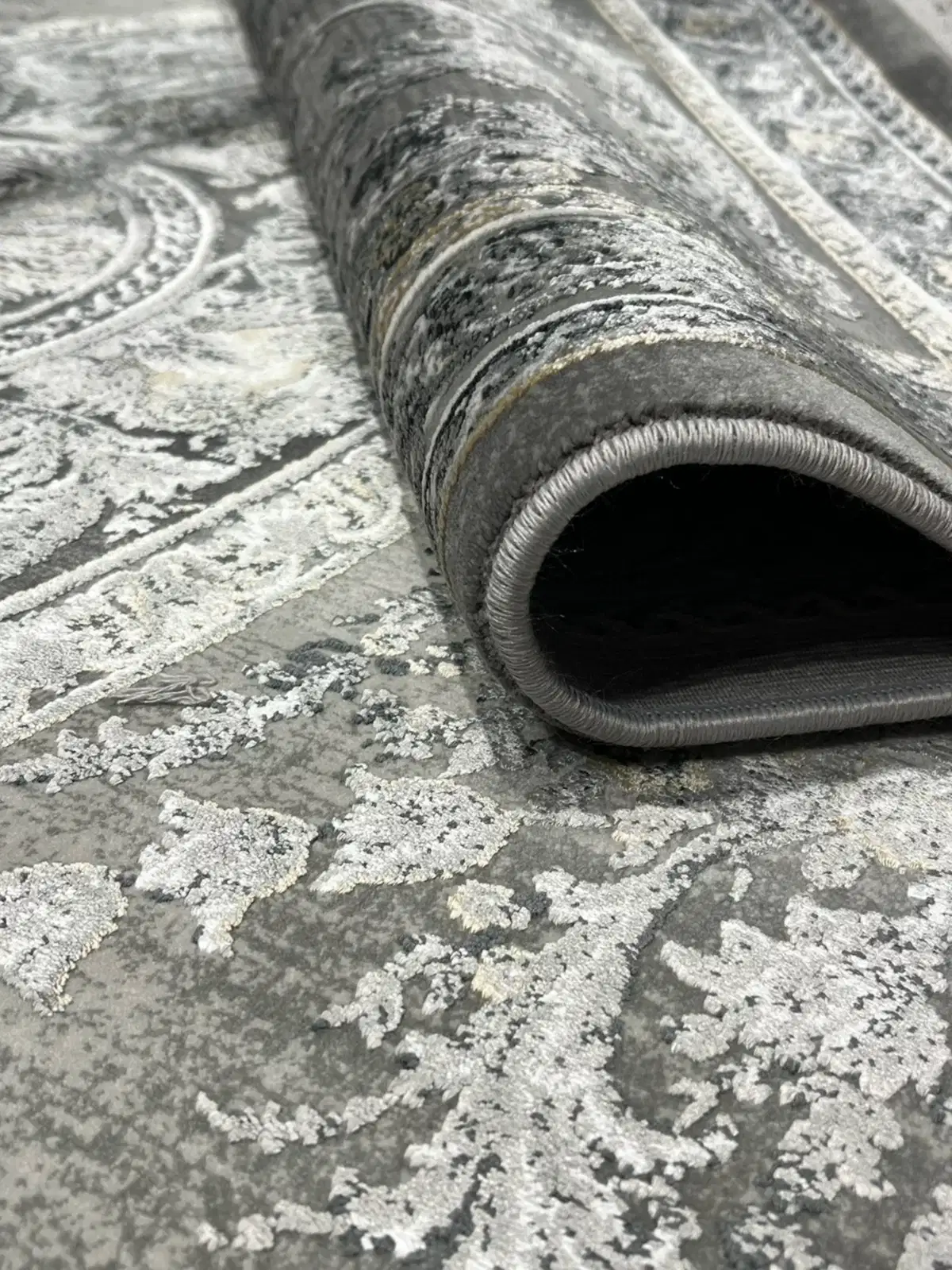 Klasik Desen Gri Bambu Özel Tezgah Halısı