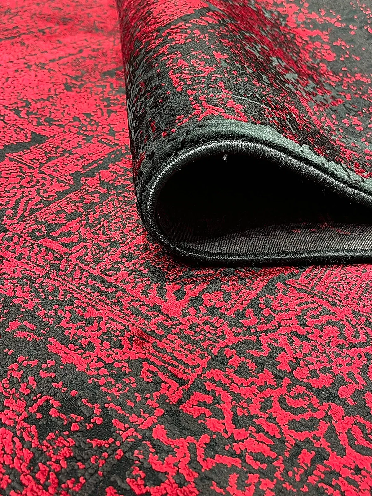 Eskitme Desen Kırmızı Bambu Özel Tezgah Halısı