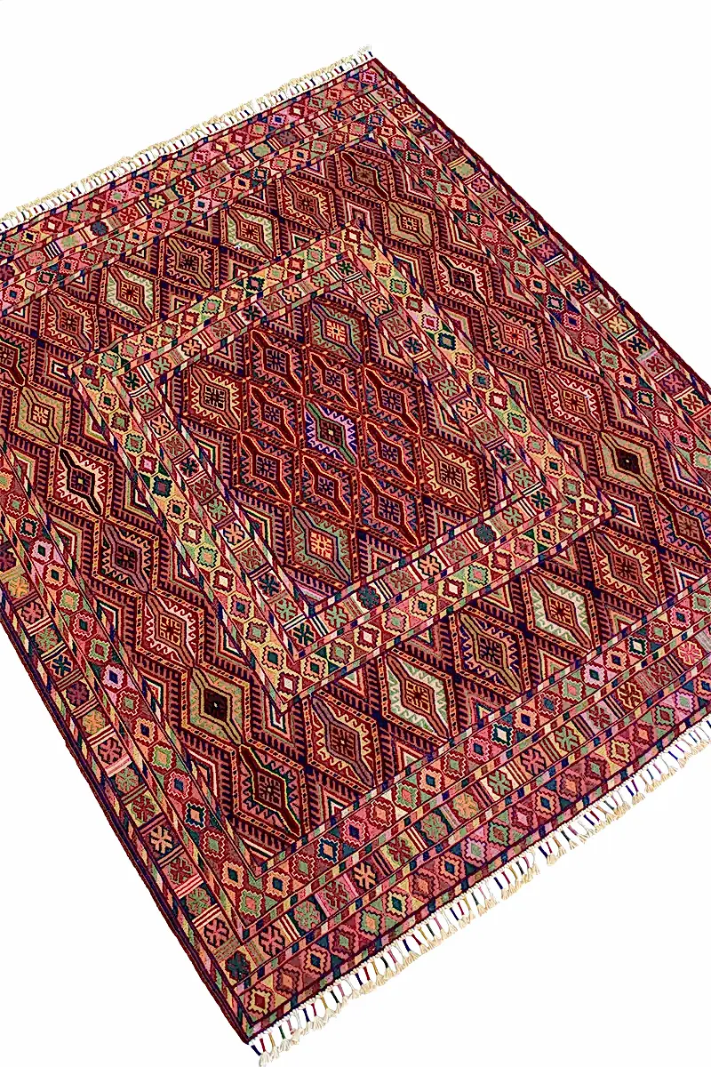 El Dokuma Afgan Berceste Renkli Yün Kilim