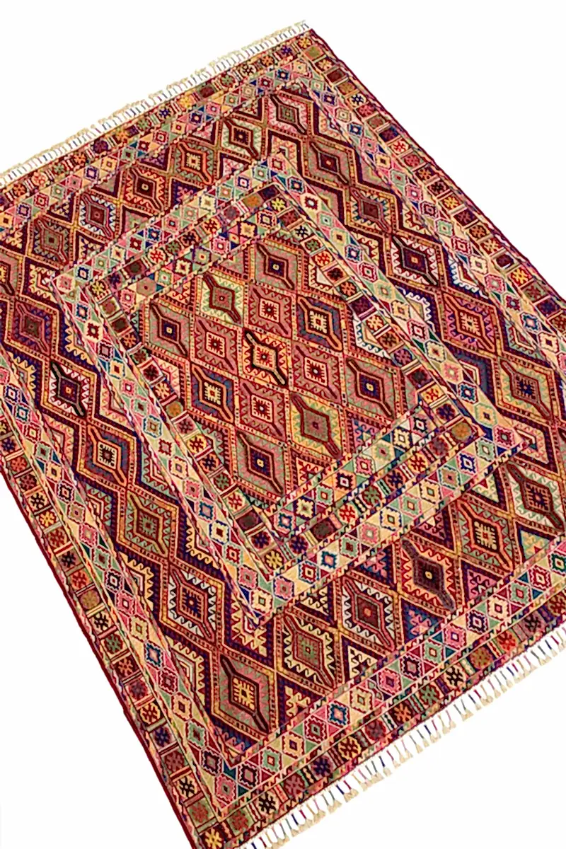 El Dokuma Afgan Berceste Renkli Yün Kilim