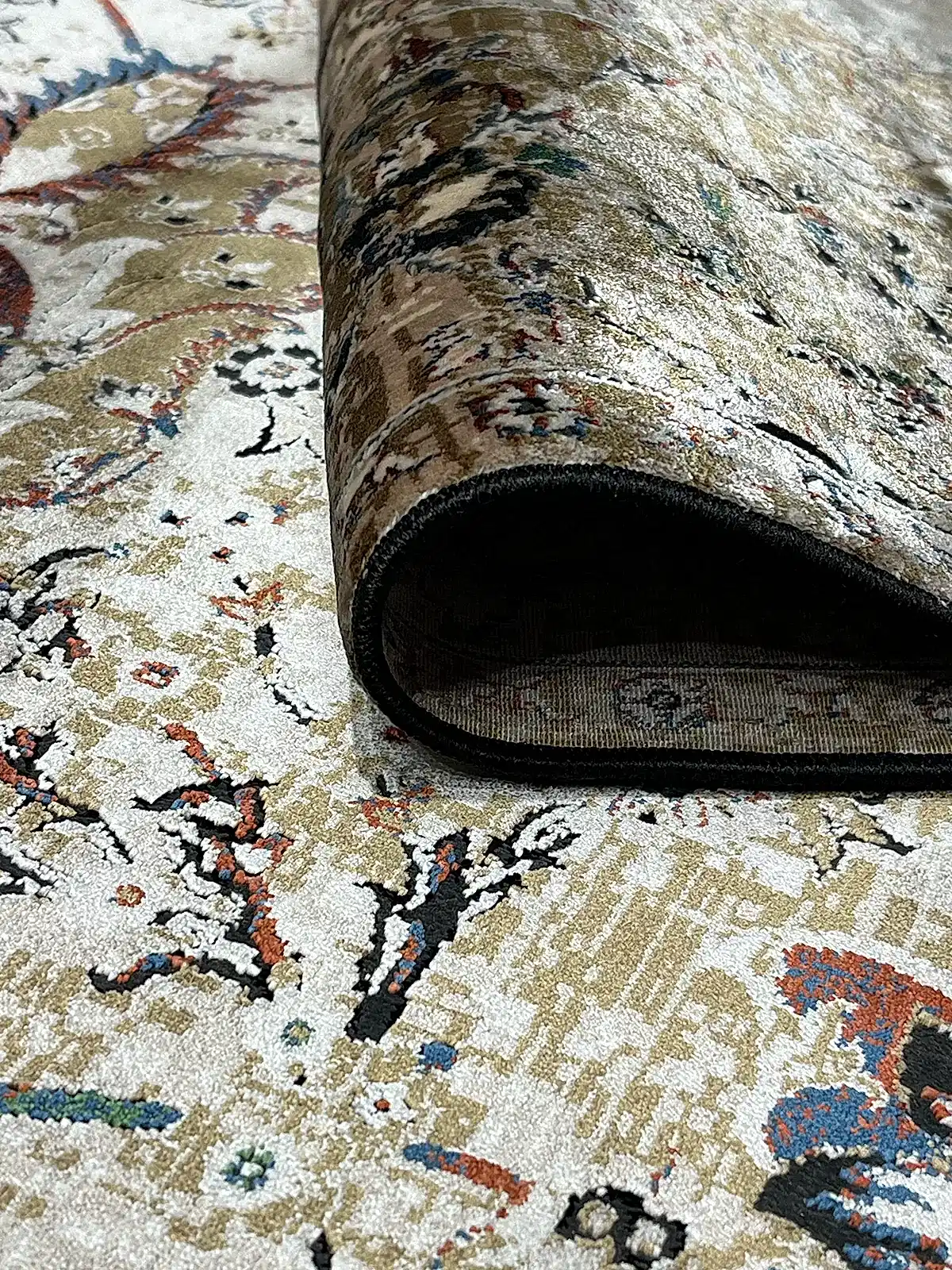 Pietra Serisi Etnik Desen Bej Bambu Özel Tezgah Halısı