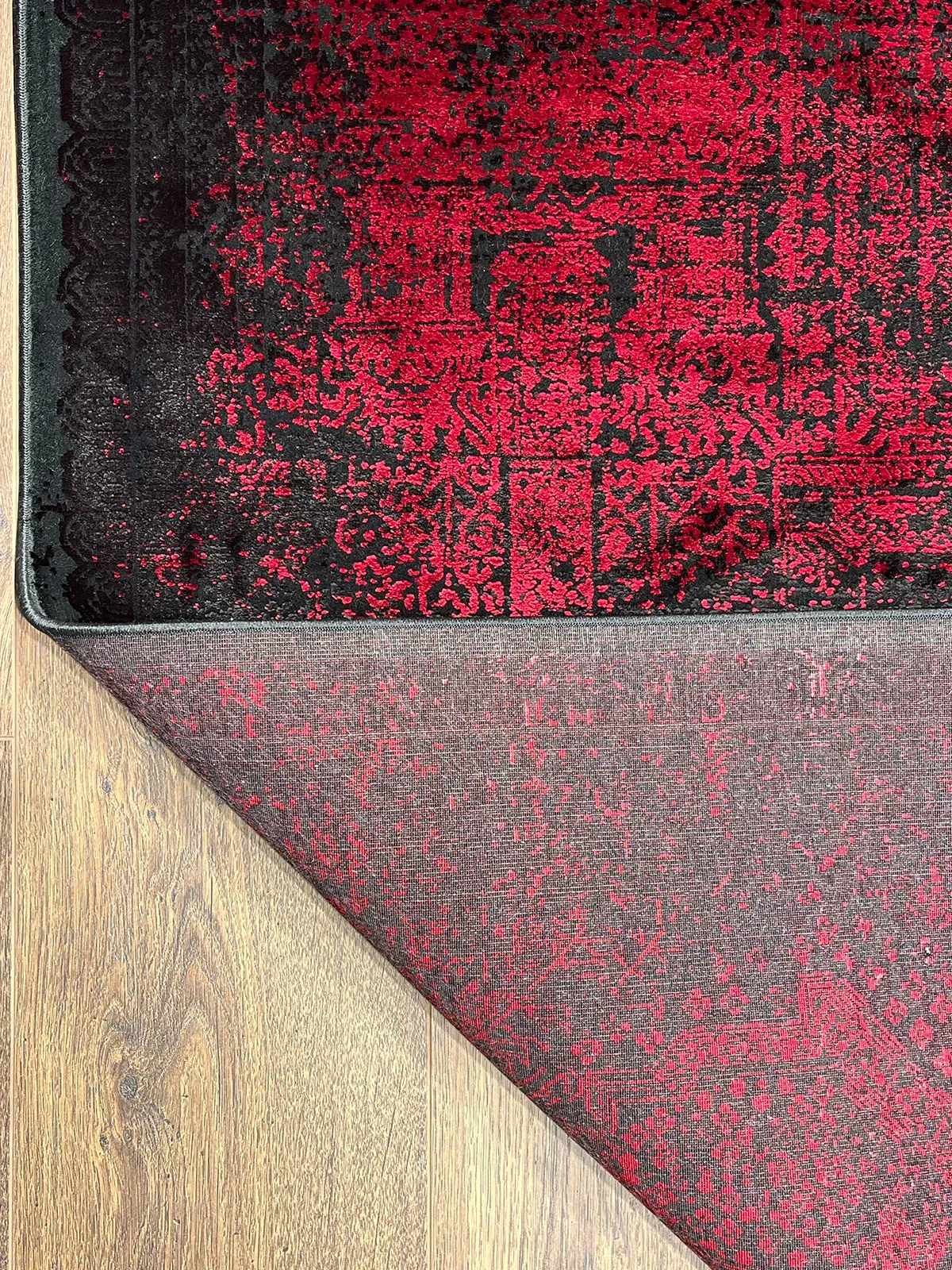 Eskitme Desen Kırmızı Bambu Özel Tezgah Halısı