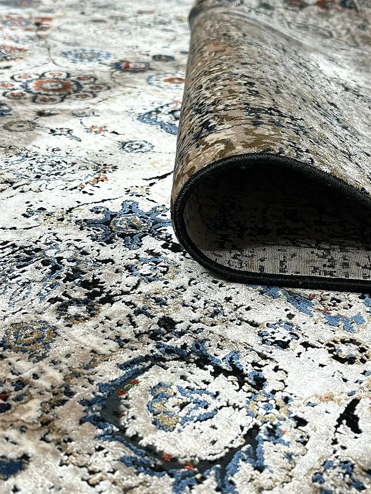 Pietra Serisi Etnik Desenli Bej Bambu Özel Tezgah Halısı