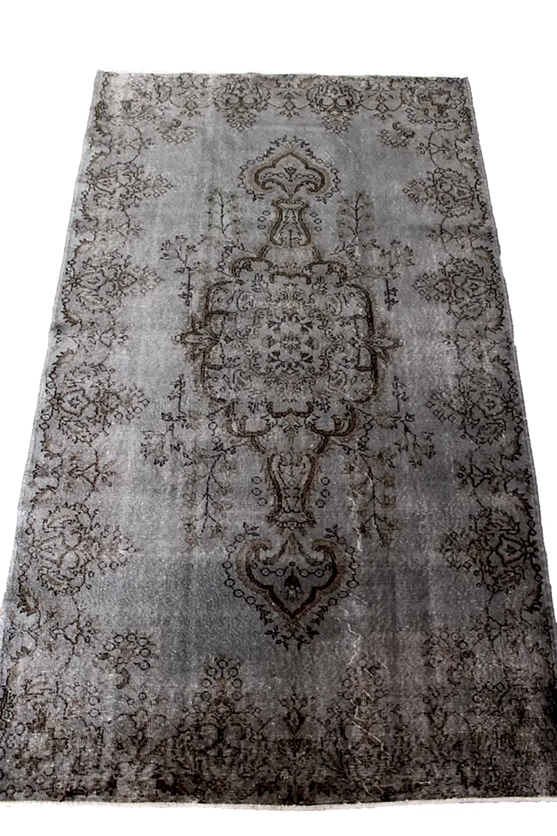 El Dokuma Gri Vintage Halı