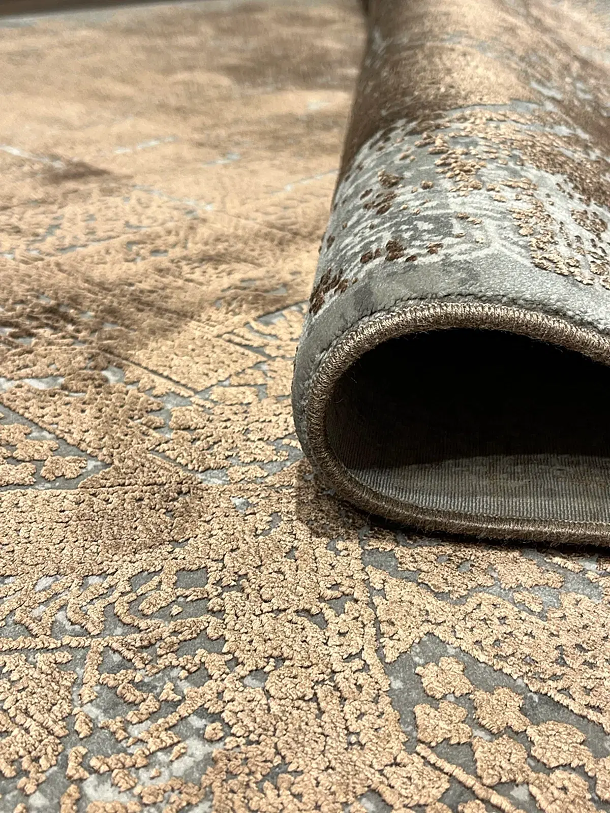 Eskitme Desen Kahve Bambu Özel Tezgah Halısı