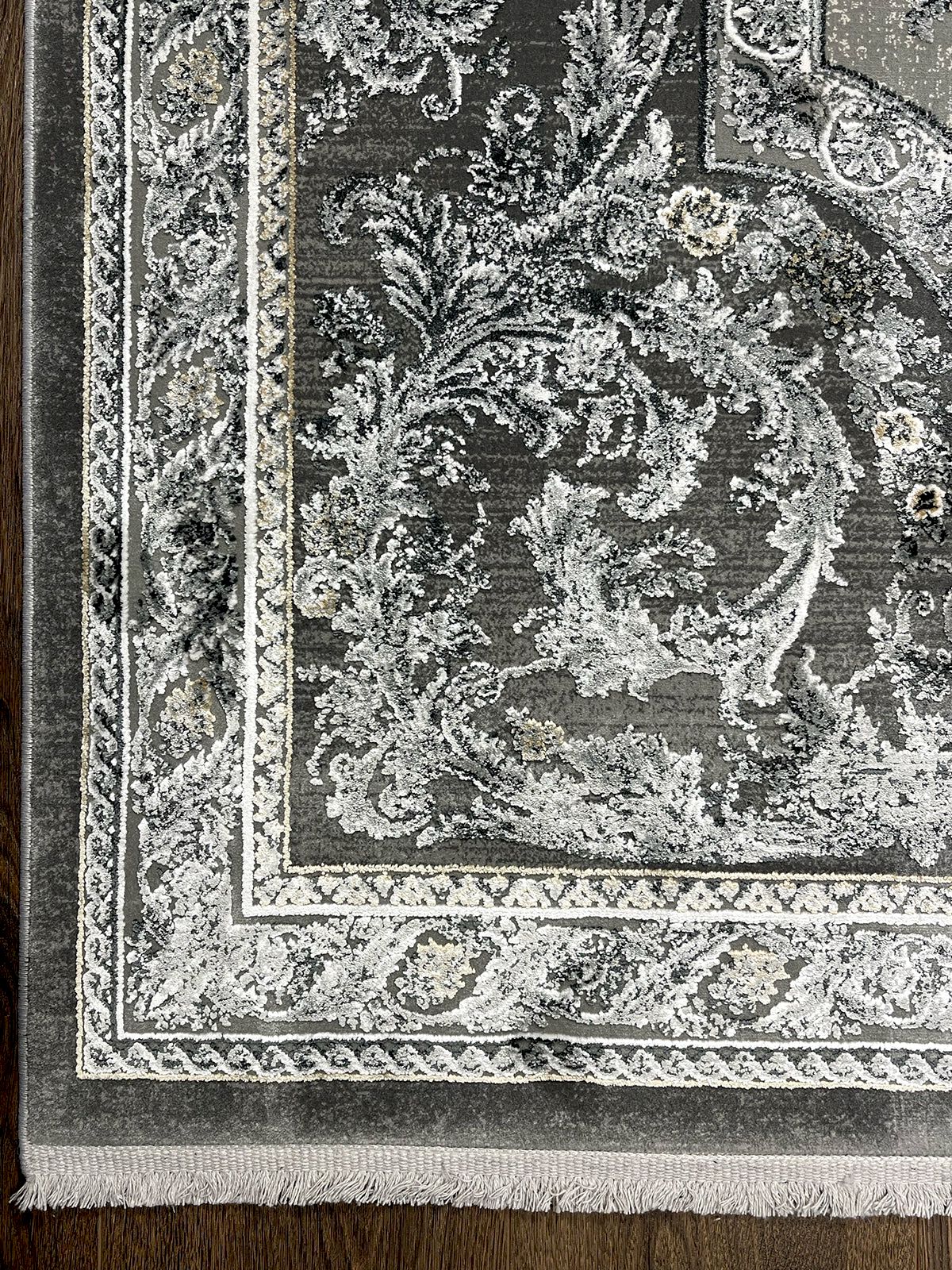 Klasik Desen Gri Bambu Özel Tezgah Halısı