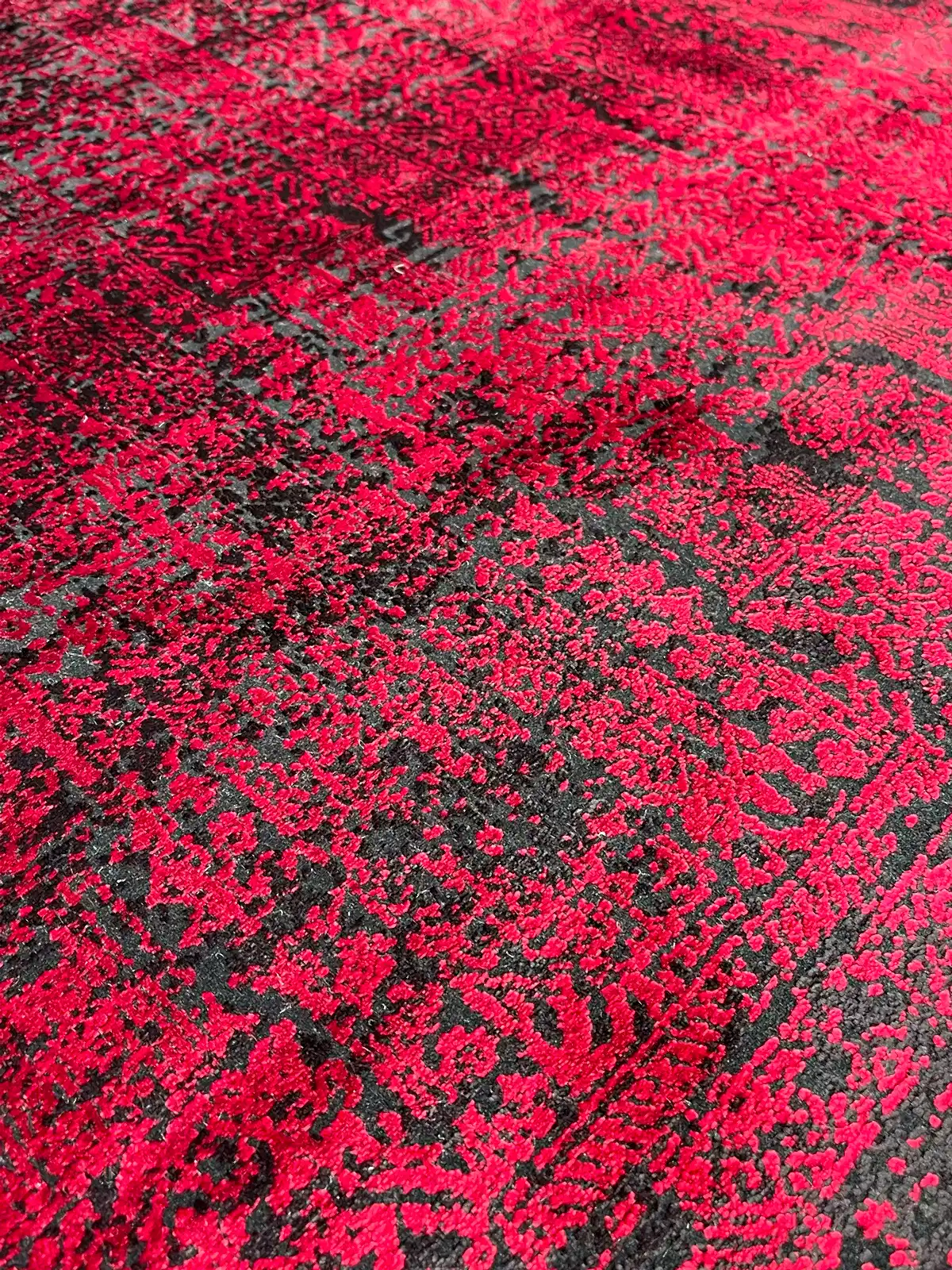 Eskitme Desen Kırmızı Bambu Özel Tezgah Halısı