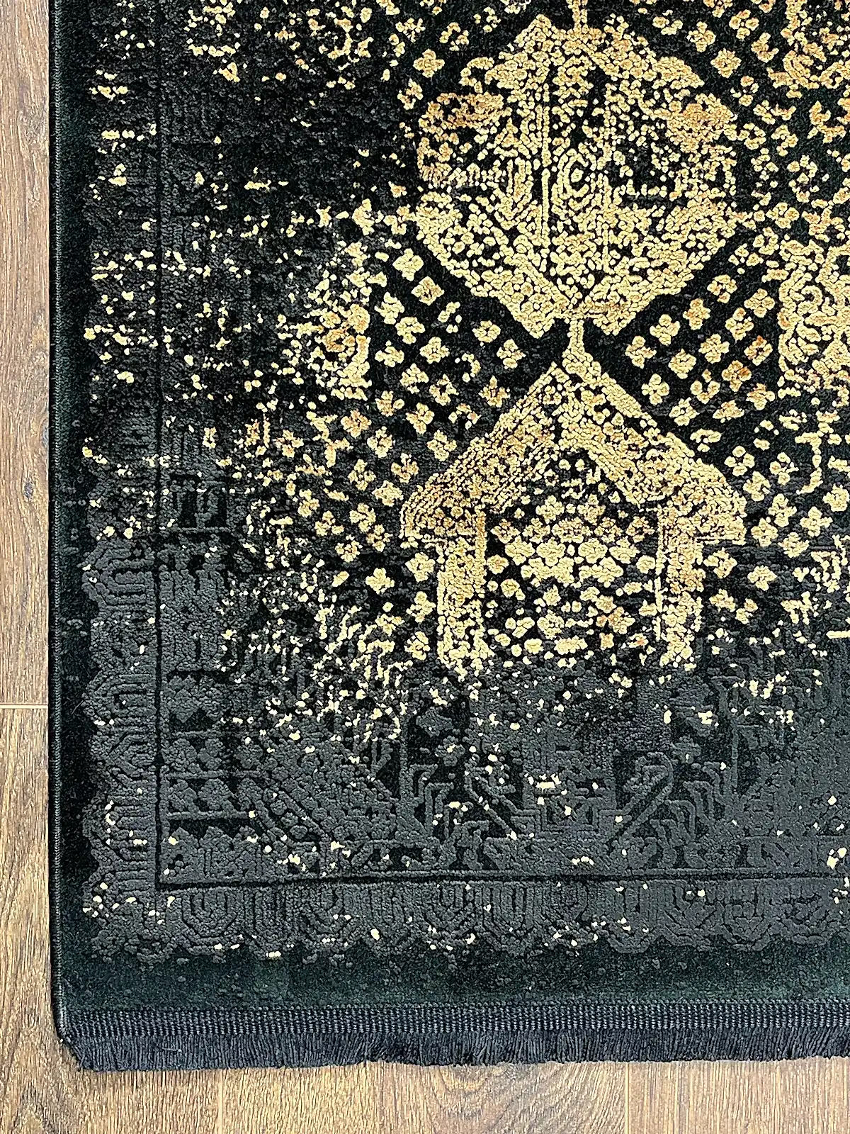 Eskitme Desen Sarı Bambu Özel Tezgah Halısı