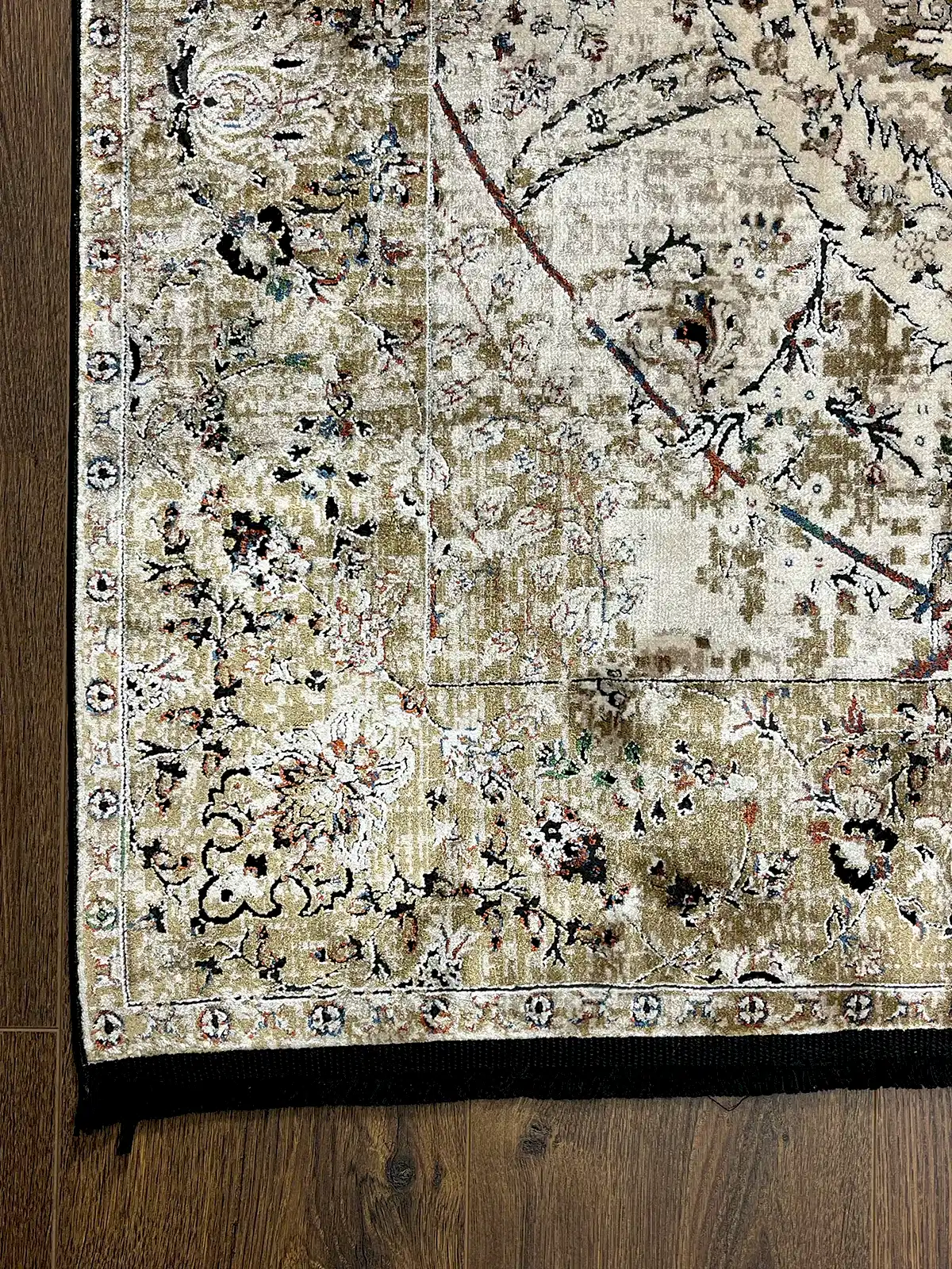 Pietra Serisi Etnik Desen Bej Bambu Özel Tezgah Halısı