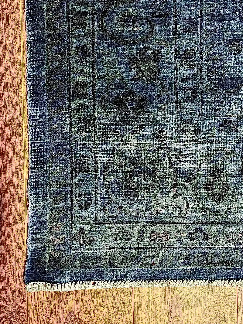 Overdye Serisi Eskitme El Dokuma Lacivert Halı