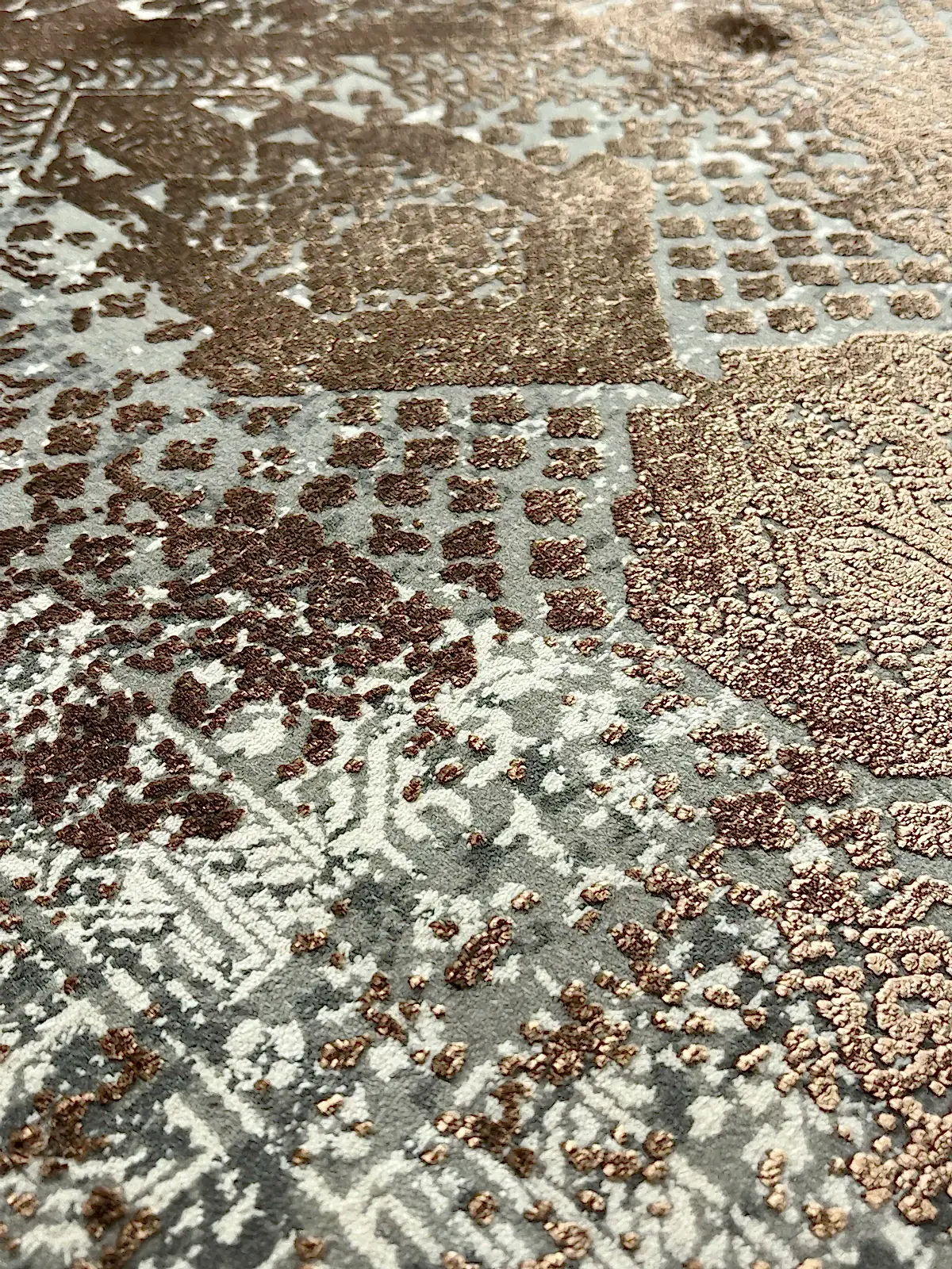 Eskitme Desen Kahve Bambu Özel Tezgah Halısı