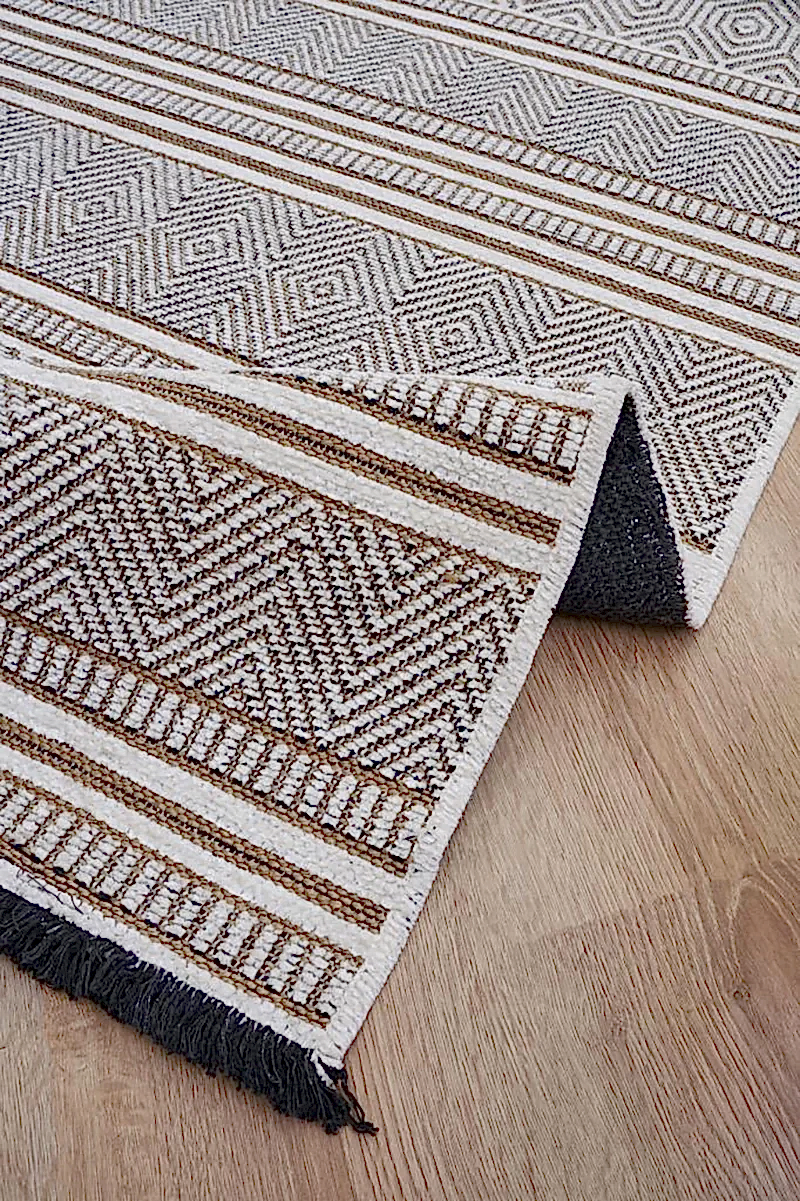 Apex Gloria 4001 Jüt Dokuma Ekru Makine Dokuması Kilim