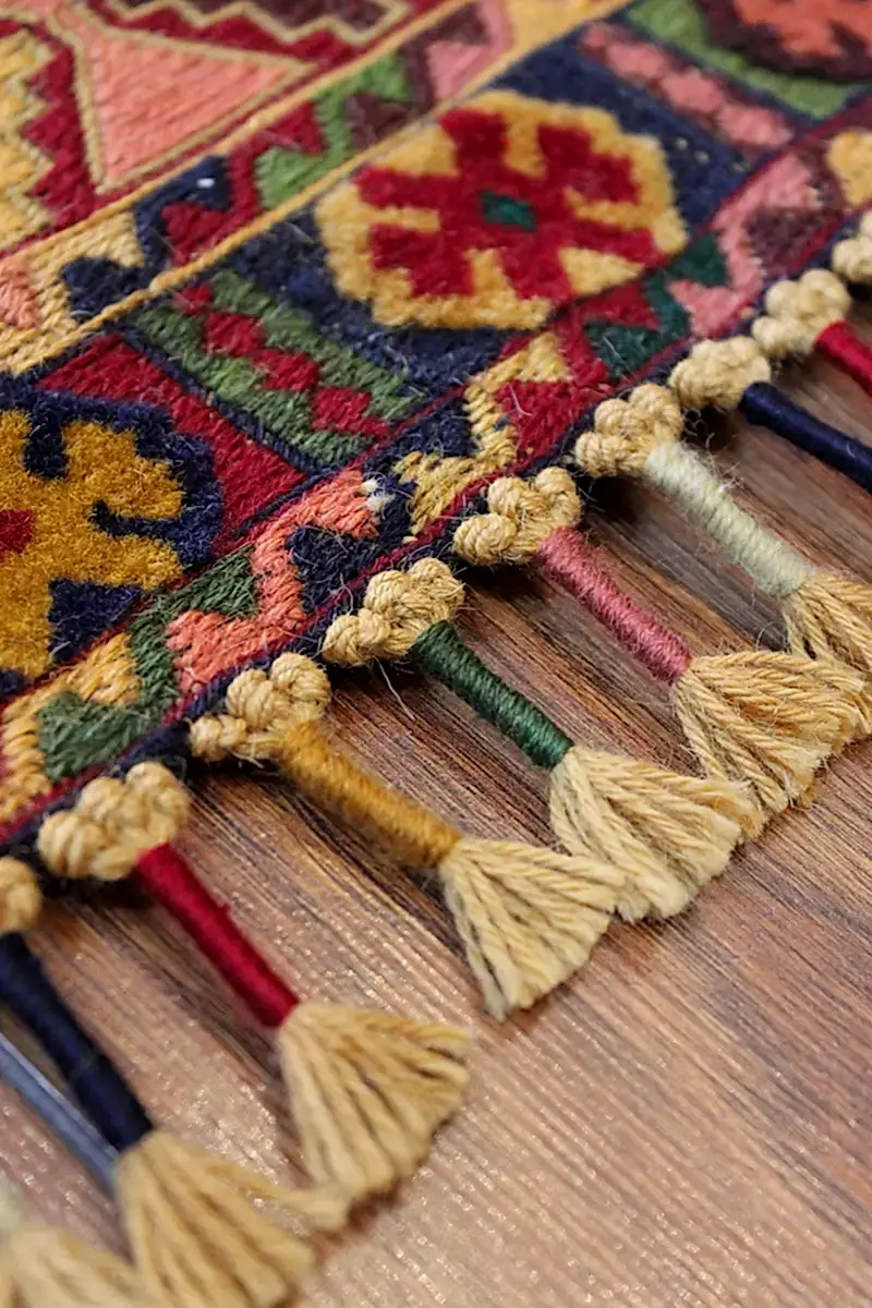 El Dokuma Afgan Berceste Renkli Yün Kilim