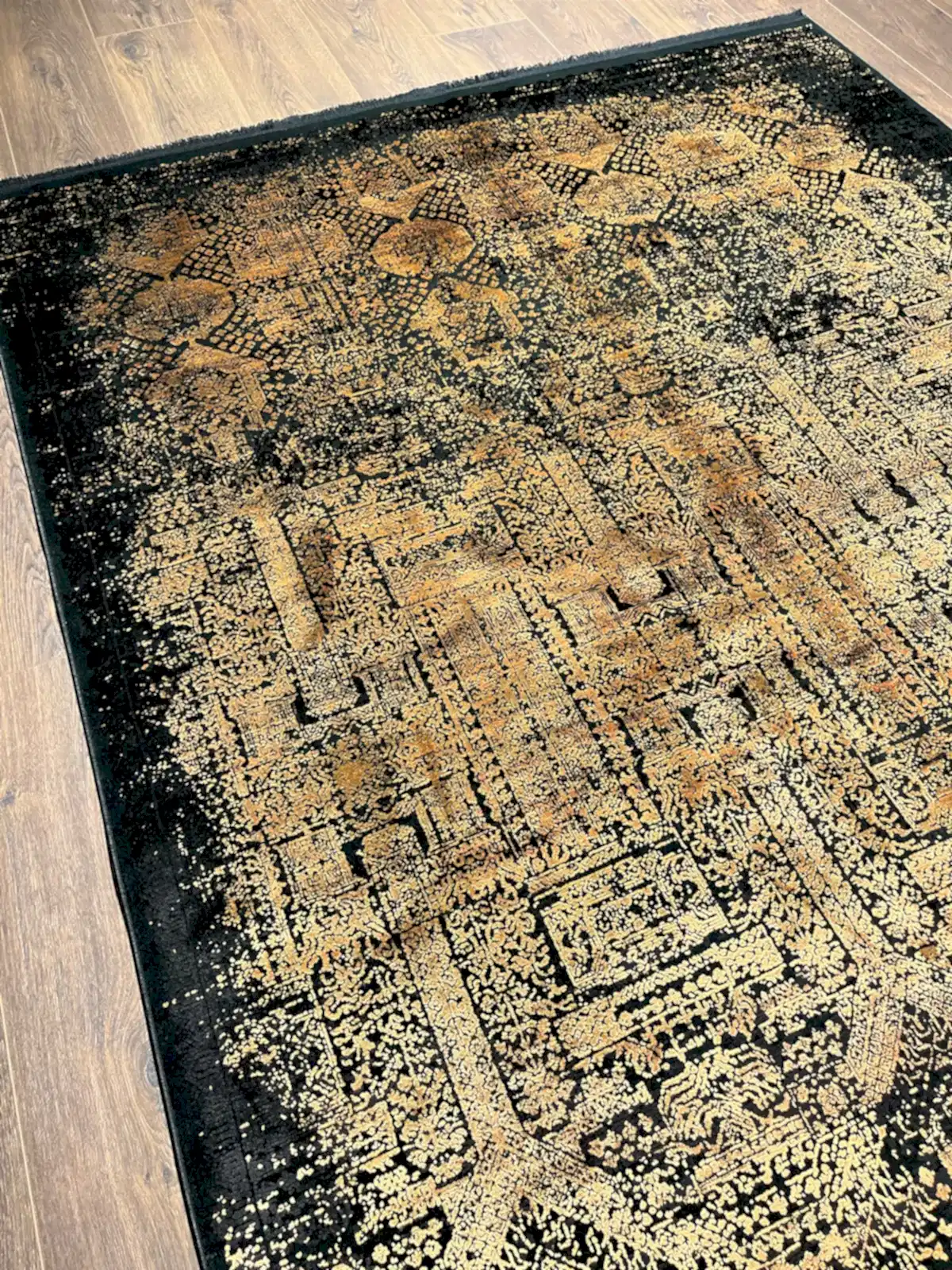 Eskitme Desen Sarı Bambu Özel Tezgah Halısı