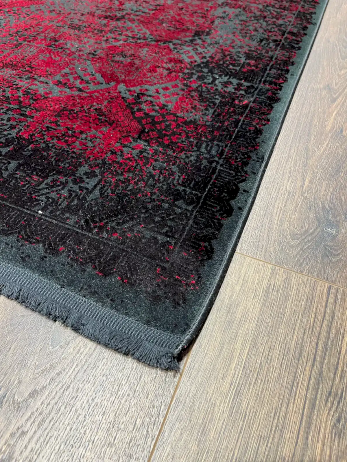 Eskitme Desen Kırmızı Bambu Özel Tezgah Halısı