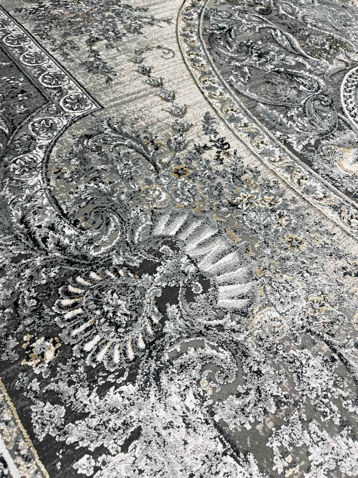 Klasik Desen Gri Bambu Özel Tezgah Halısı