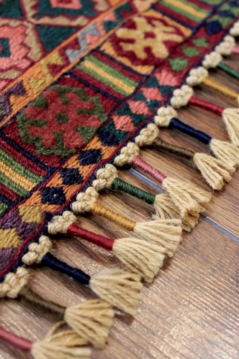 El Dokuma Afgan Berceste Renkli Yün Kilim