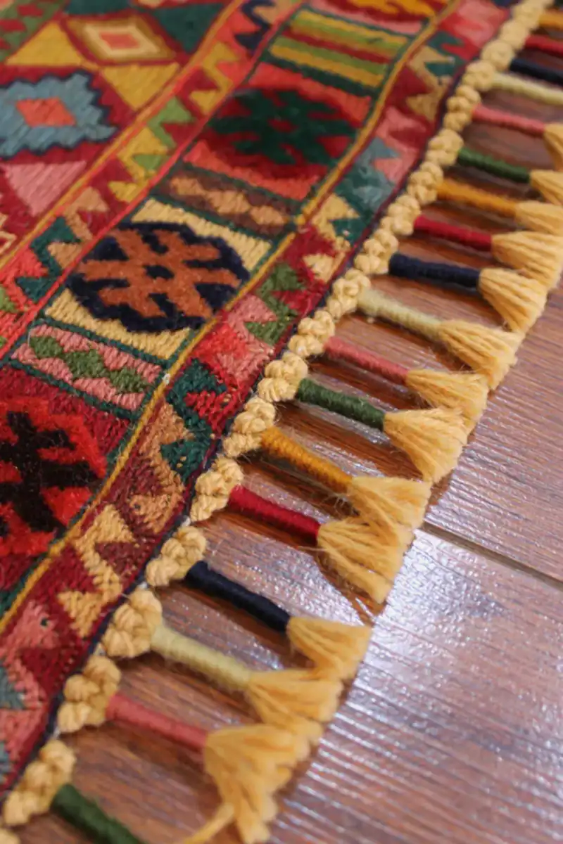 El Dokuma Afgan Berceste Renkli Yün Kilim