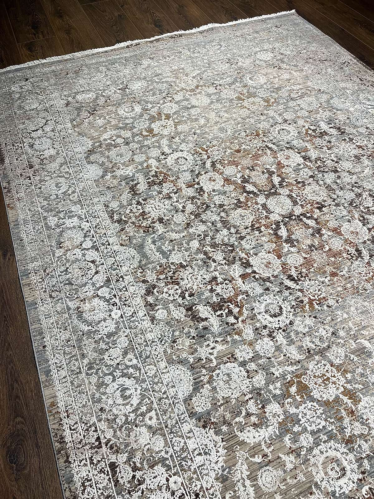 Hera Serisi Uşak Desen Krem Bambu Özel Tezgah Halısı