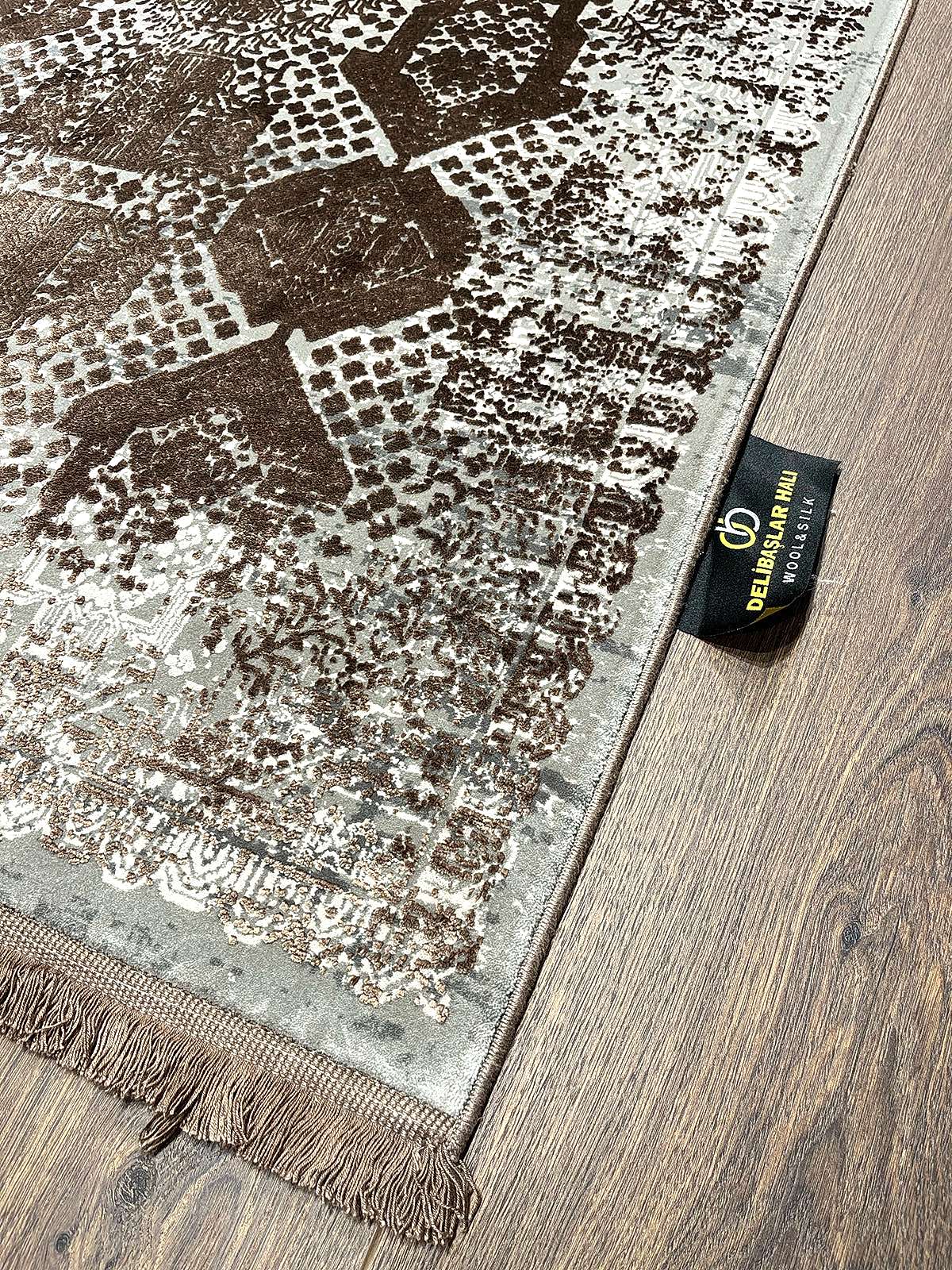 Eskitme Desen Kahve Bambu Özel Tezgah Halısı