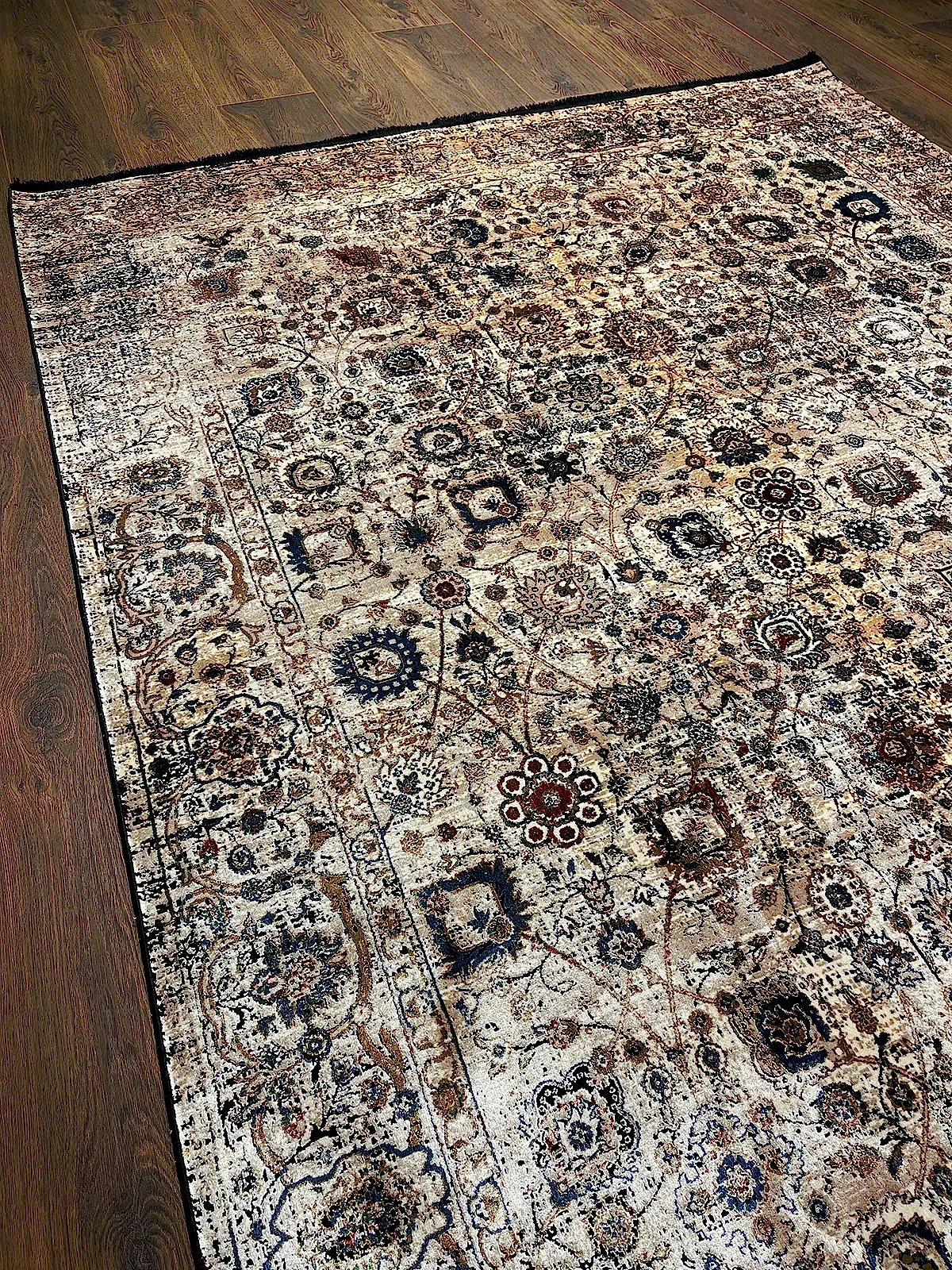 Pietra Serisi Etnik Desenli Bej Bambu Özel Tezgah Halısı