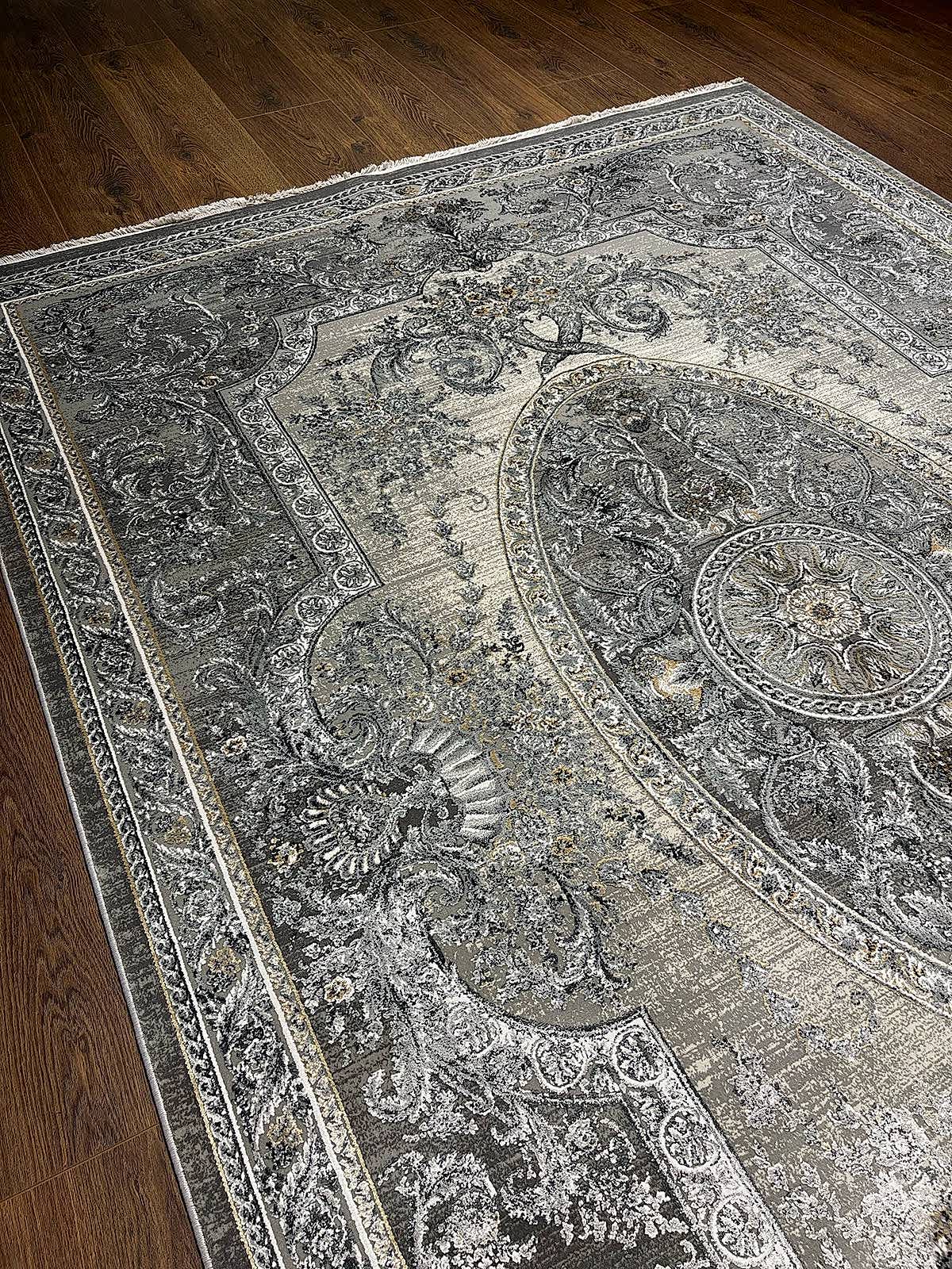 Klasik Desen Gri Bambu Özel Tezgah Halısı