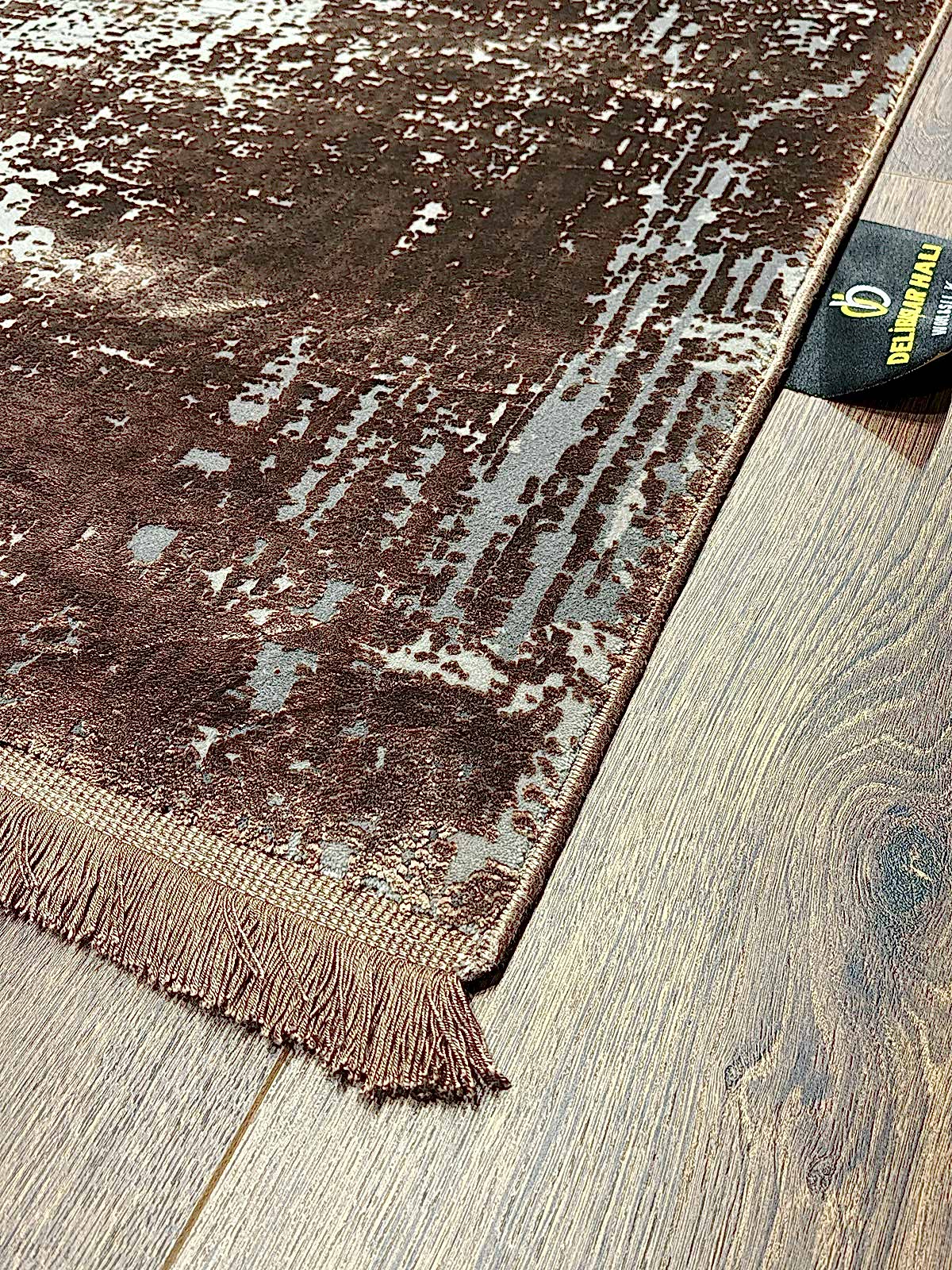 Eskitme Desen Kahve Bambu Özel Tezgah Halısı