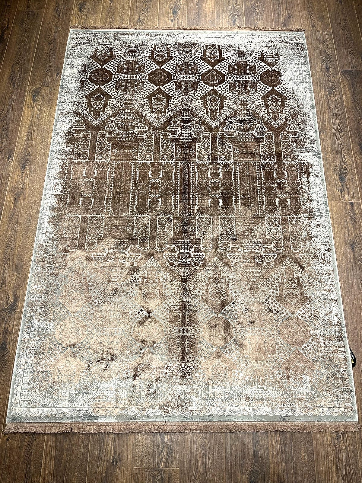 Eskitme Desen Kahve Bambu Özel Tezgah Halısı