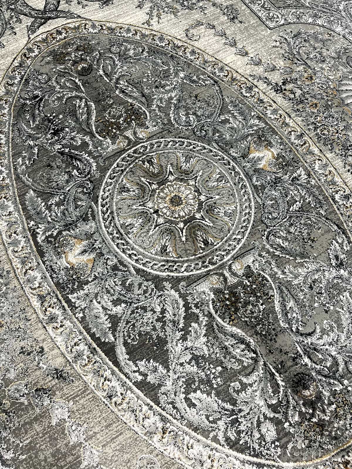 Klasik Desen Gri Bambu Özel Tezgah Halısı