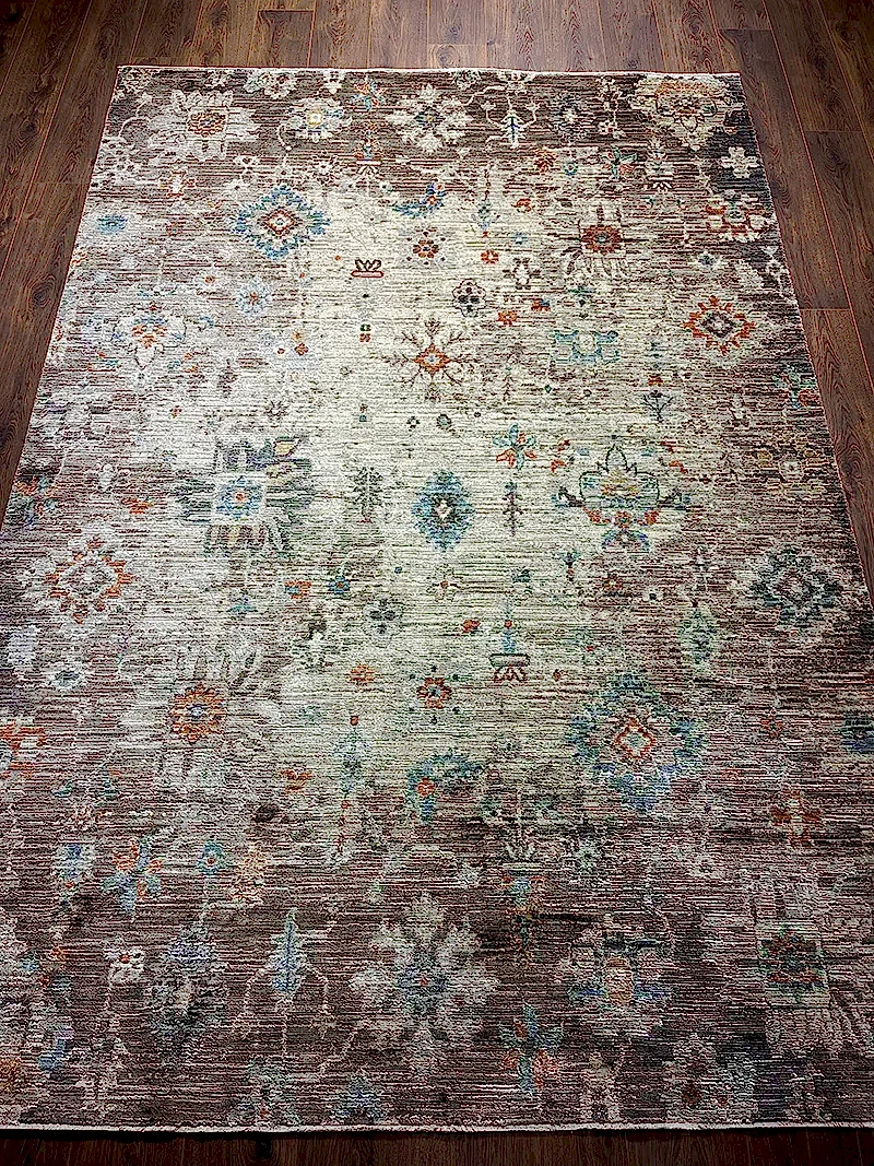 Woolknot Ametist Vintage Desenli Bej Makine Halısı