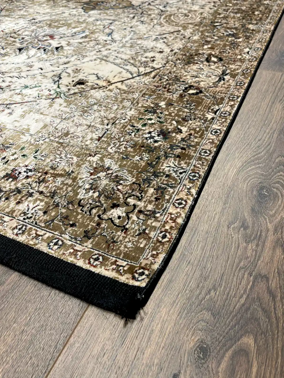 Pietra Serisi Etnik Desen Bej Bambu Özel Tezgah Halısı