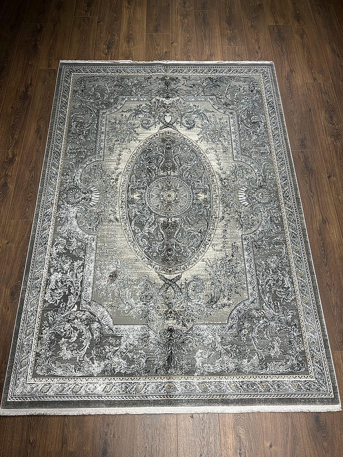 Klasik Desen Gri Bambu Özel Tezgah Halısı