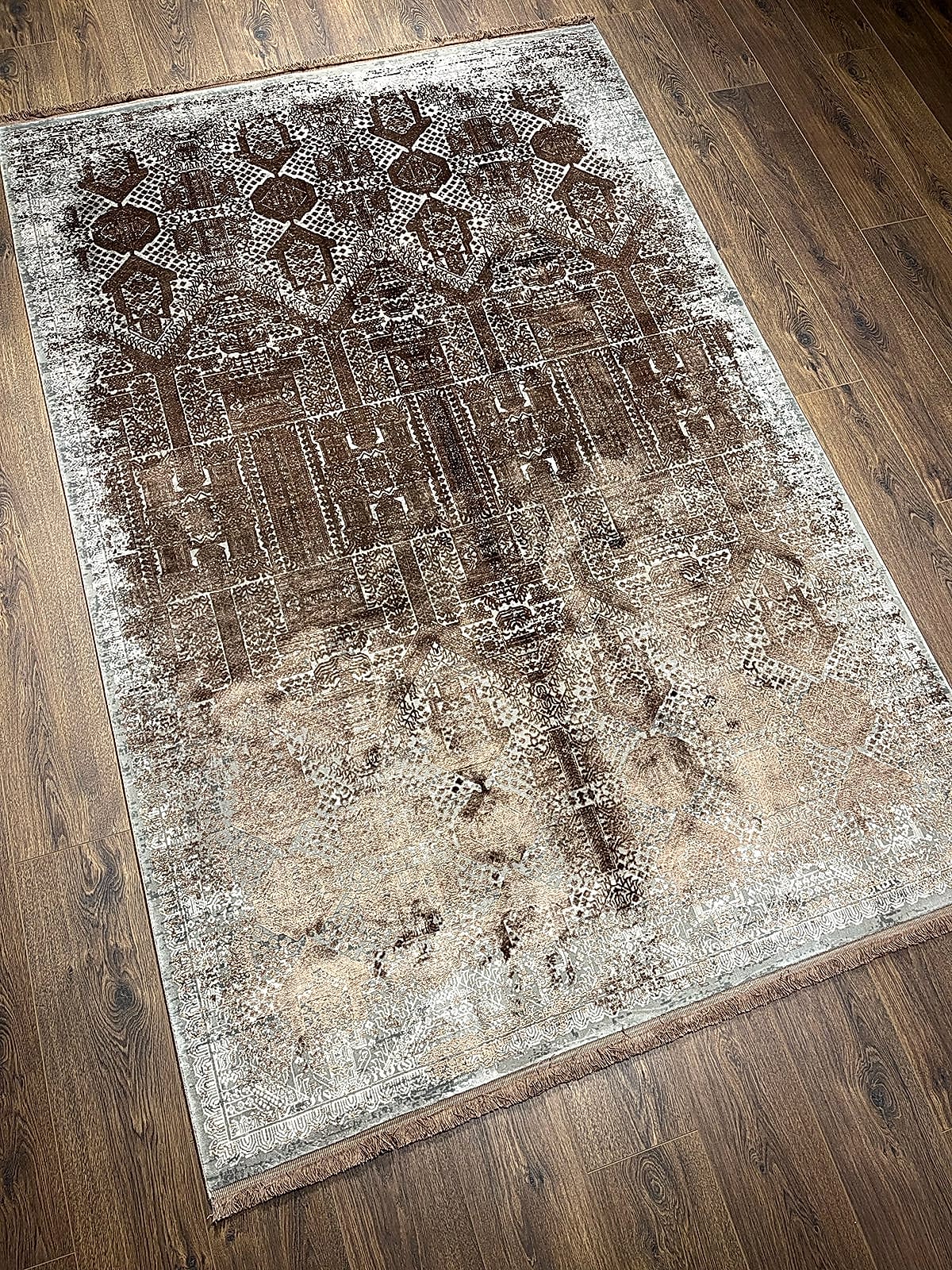 Eskitme Desen Kahve Bambu Özel Tezgah Halısı