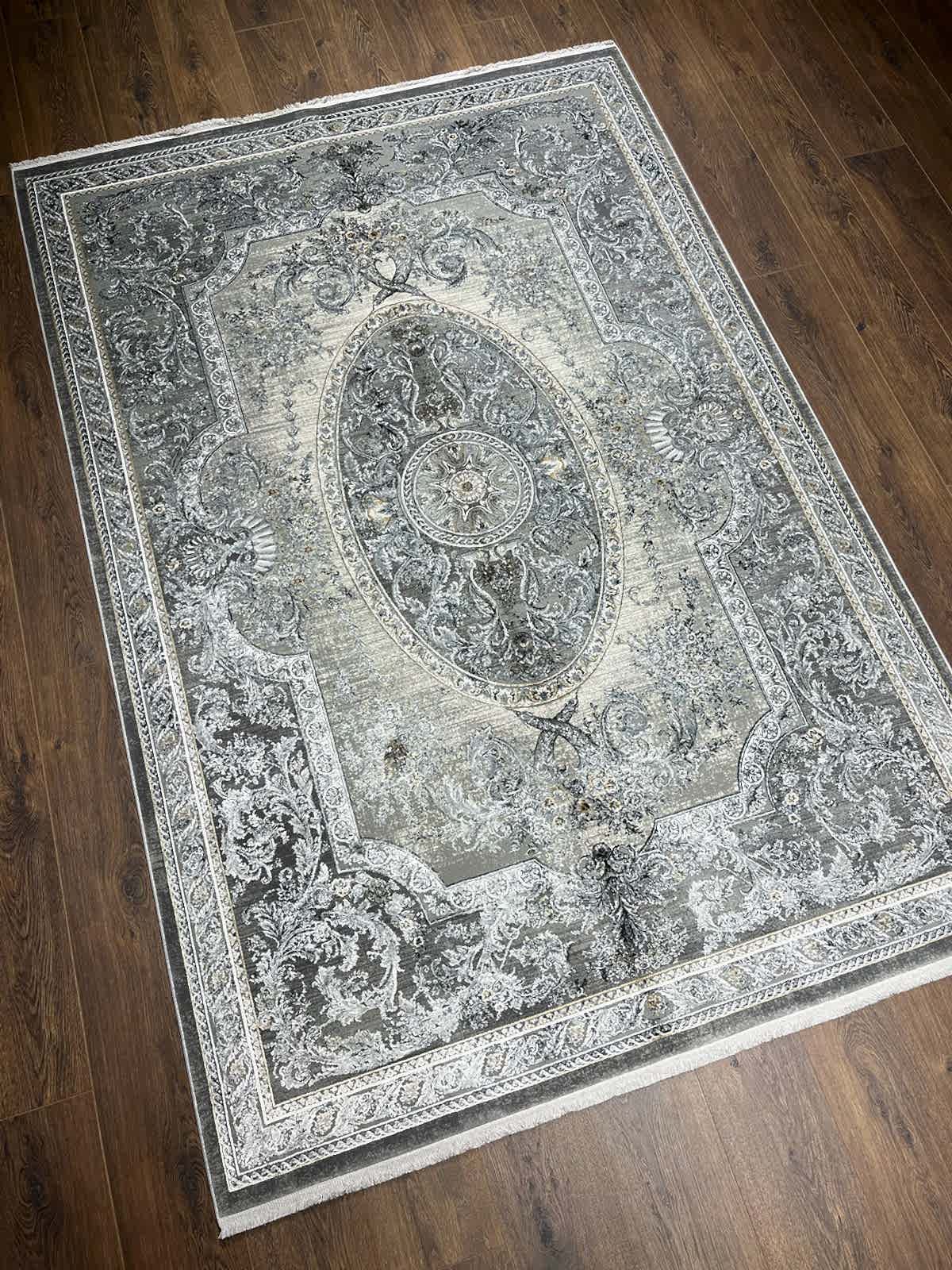 Klasik Desen Gri Bambu Özel Tezgah Halısı