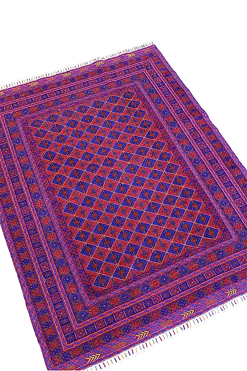 El Dokuma Afgan Berceste Bordo Yün Kilim